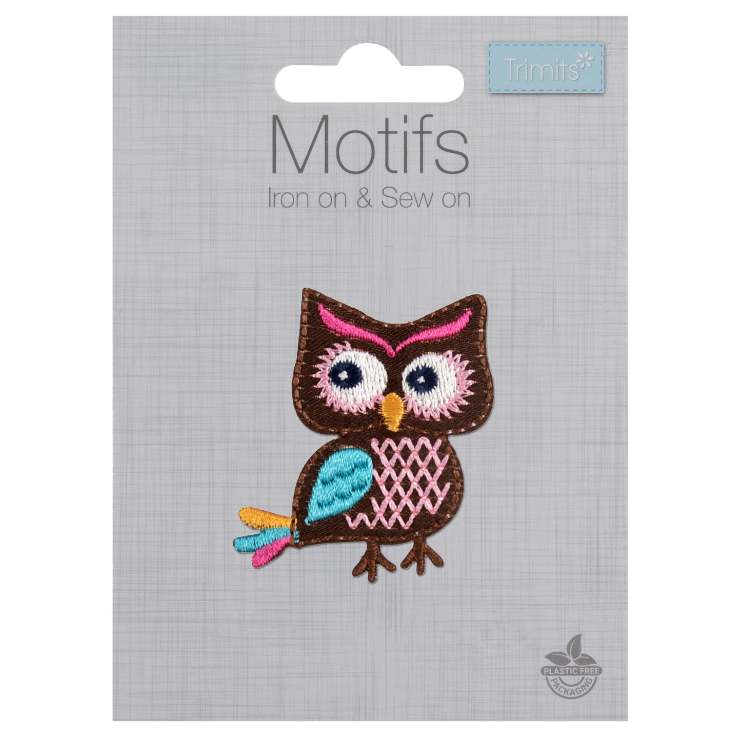 Owl-shaped embroidered motif