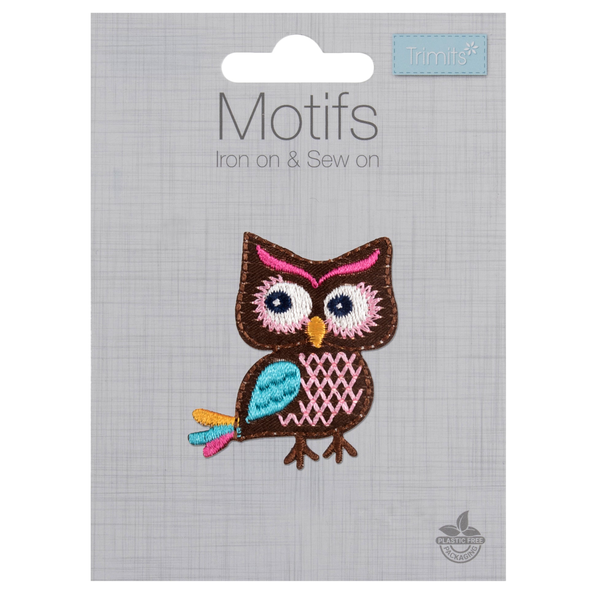 Owl-shaped embroidered motif