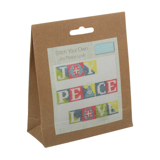 Joy Peace Love - Mini Cross Stitch Kit
